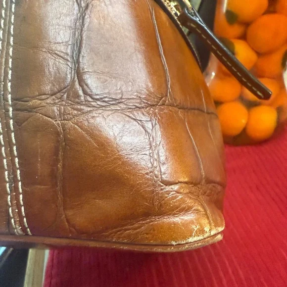 Dooney & Bourke Croc-Embossed Brown Shoulder Bag - Picture 7 of 16